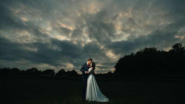 Bride and groom at the museum of kent life