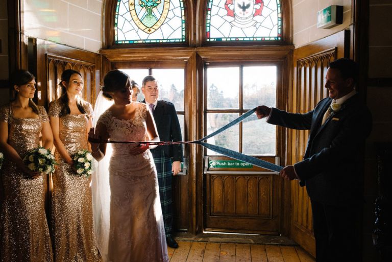 Wedding photography at Dalhousie Castle