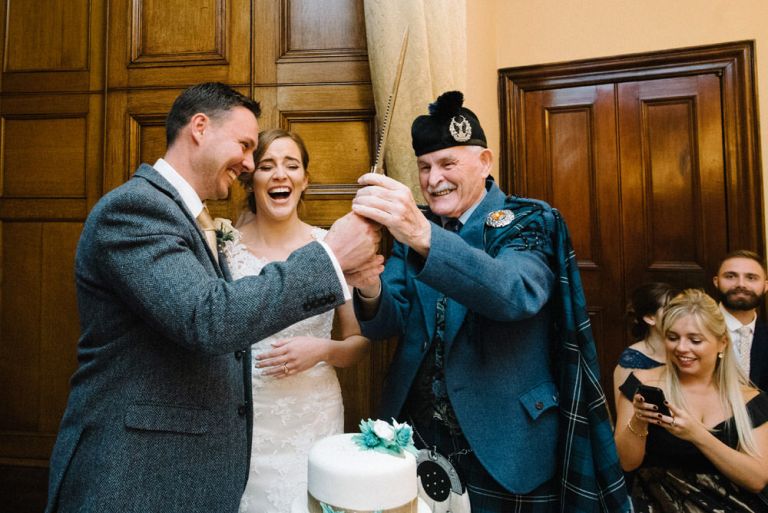 Wedding photography at Dalhousie Castle